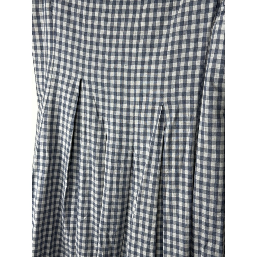 Cabbages & Roses Womens Blue Gingham Cotton Pleated Midi Dress Size Medium - Picture 3 of 7
